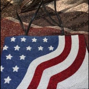 Beaded American flag bag